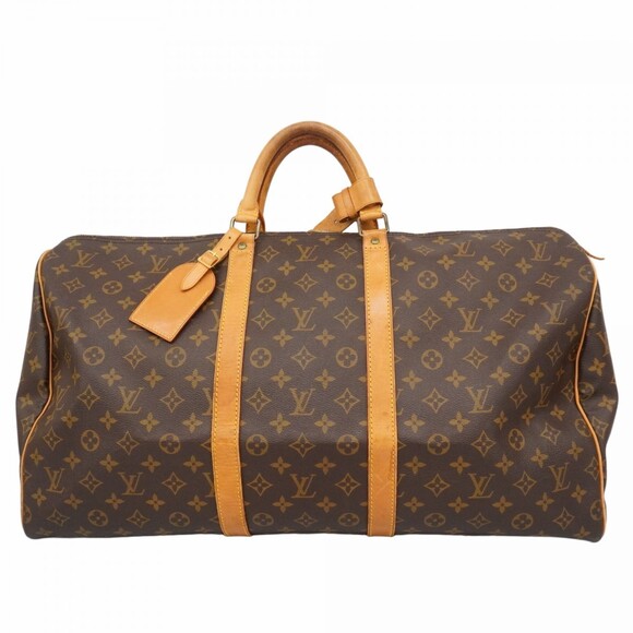 LOUIS VUITTON Brown Monogram Keepall 55 Boston Bag